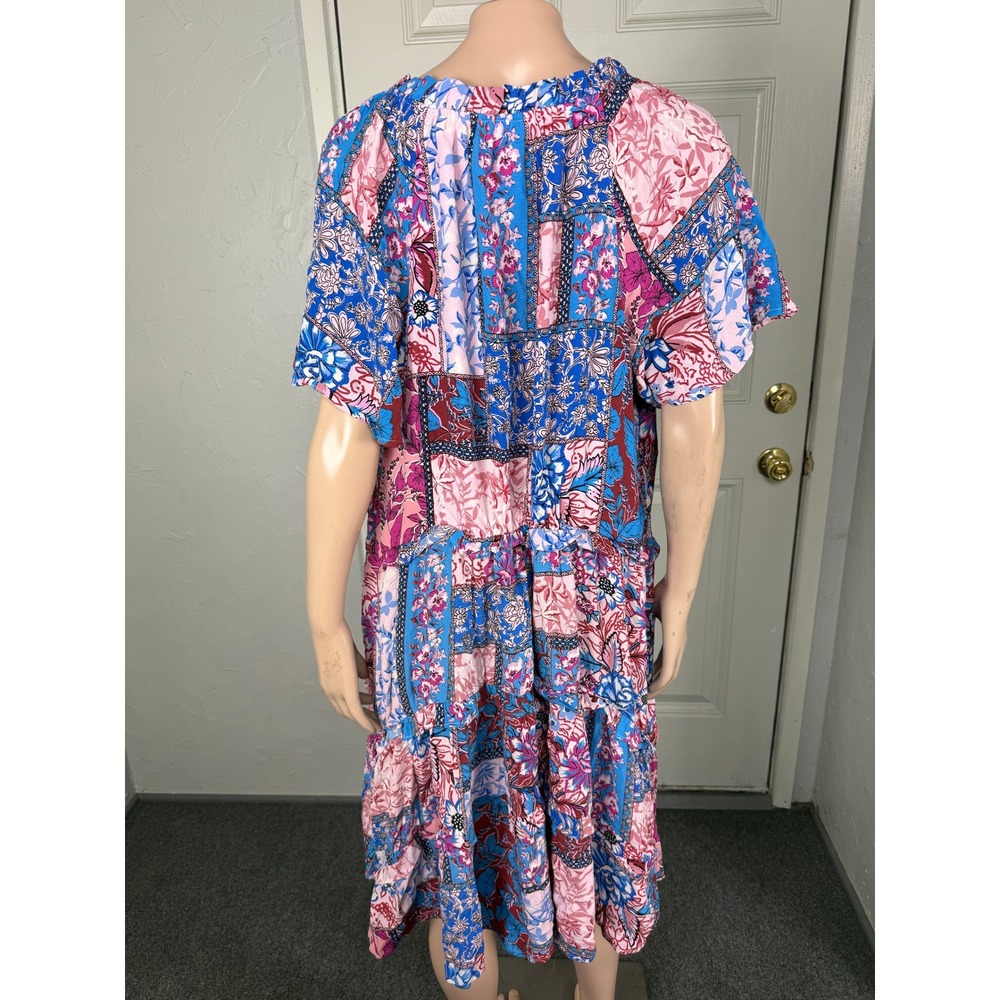 Anthropologie Robin Tiered Mini Dress 1X Viscose Floral Plus Size V neck SS11 - Picture 4 of 6